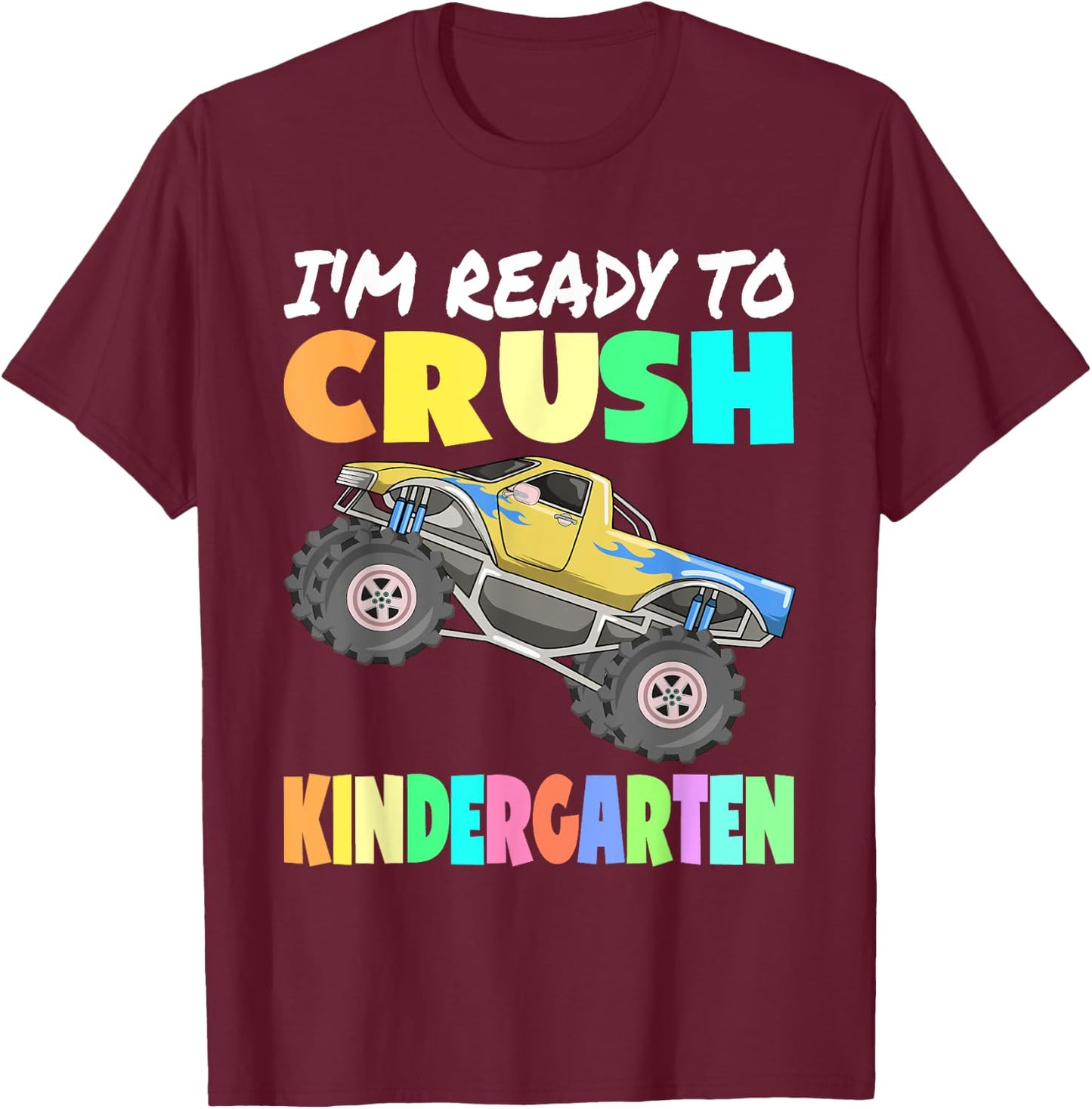 I'm Ready To Crush Kindergarten Dinosaur Back to School Boys T-Shirt - T-Shirt | Maroon