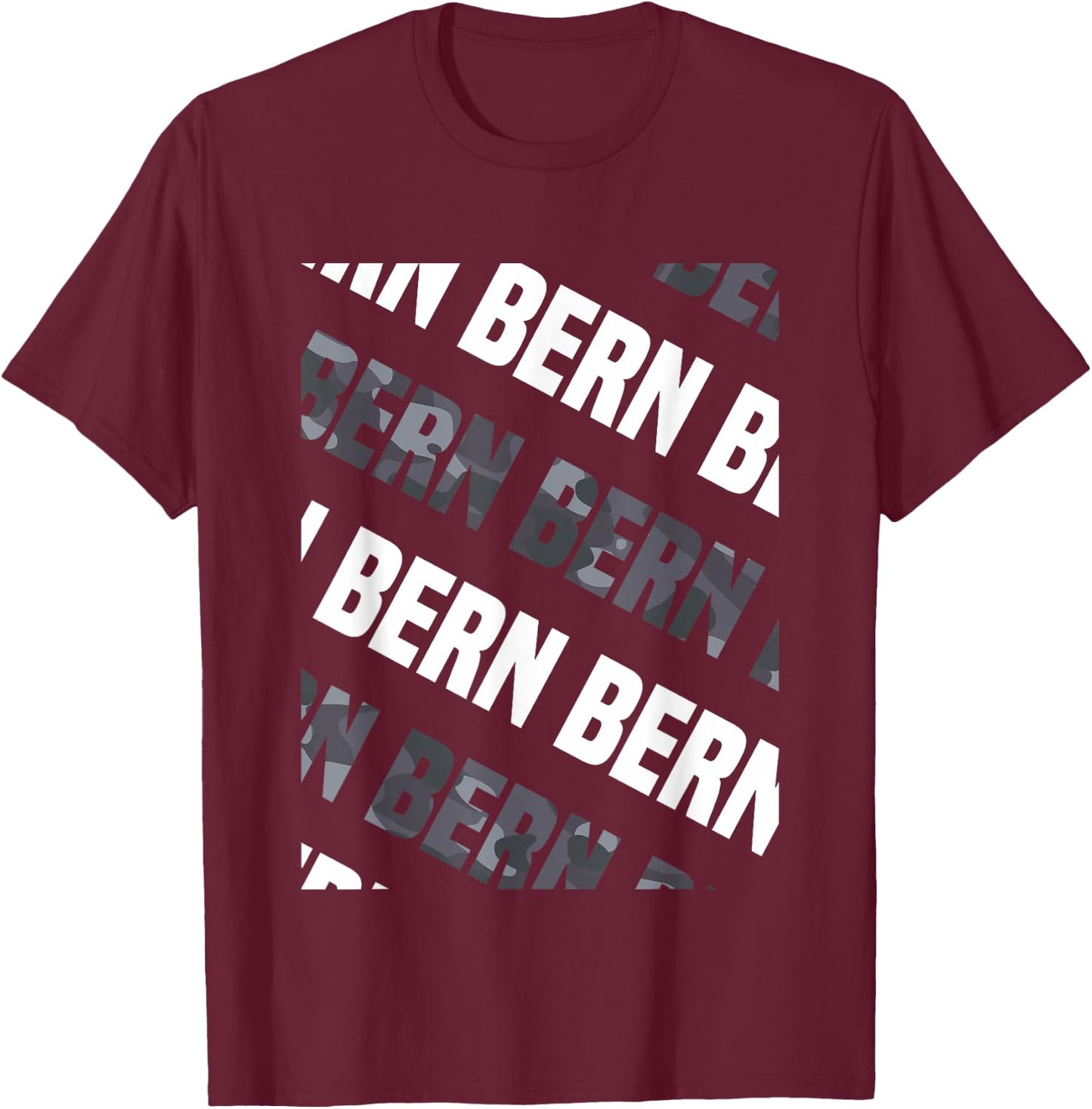 Bern Camo Pattern Grey Camouflage T-Shirt - T-Shirt | Maroon