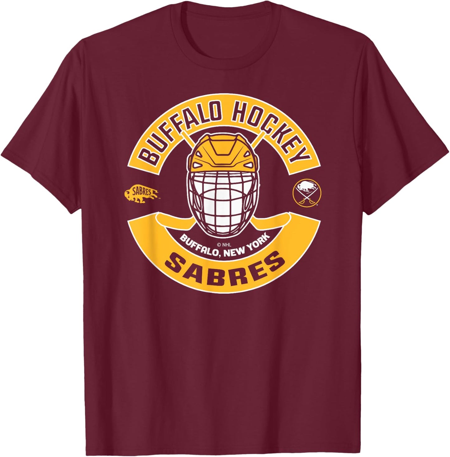 Buffalo Sabres Mask Blue Officially Licensed T-Shirt - T-Shirt | Maroon