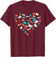 Library Books Heart Bookworm Valentines Day Gift Reading T-Shirt - T-Shirt | Maroon