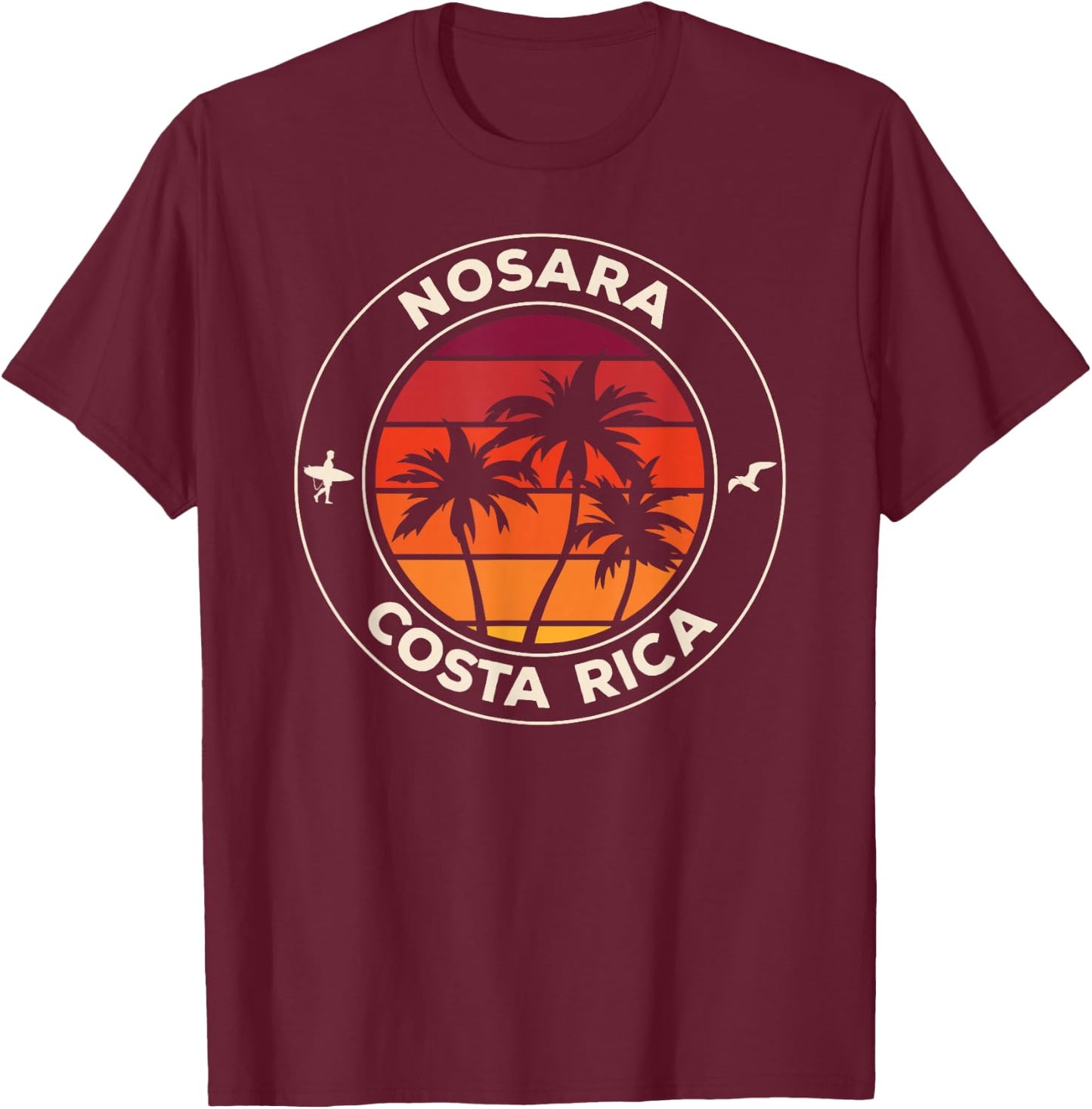 Nosara, Costa Rica Vintage Sunset T-Shirt - T-Shirt | Maroon