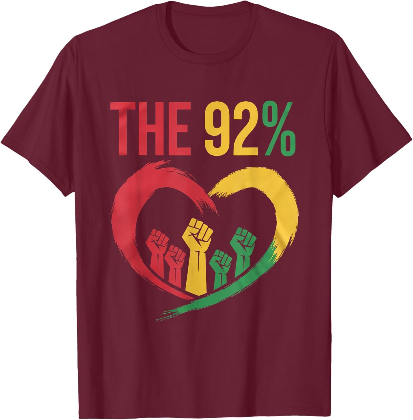 92 Percent 92% Black Woman Voting Election Afro Woman T-Shirt - T-Shirt | Maroon
