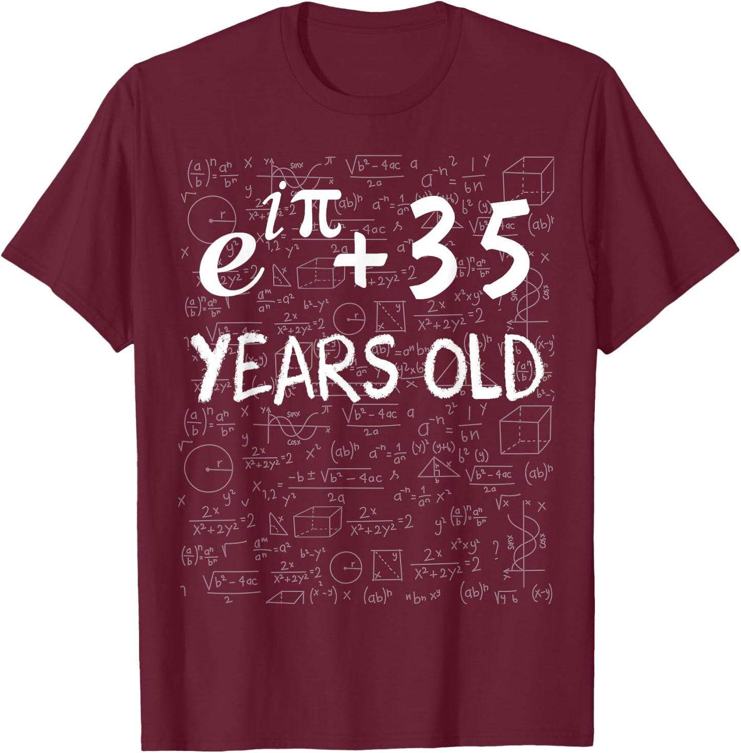 34-Geburtstag 34 Jahre alt, Mathematik-Nerd Euler-Identität T-Shirt - T-Shirt | Maroon