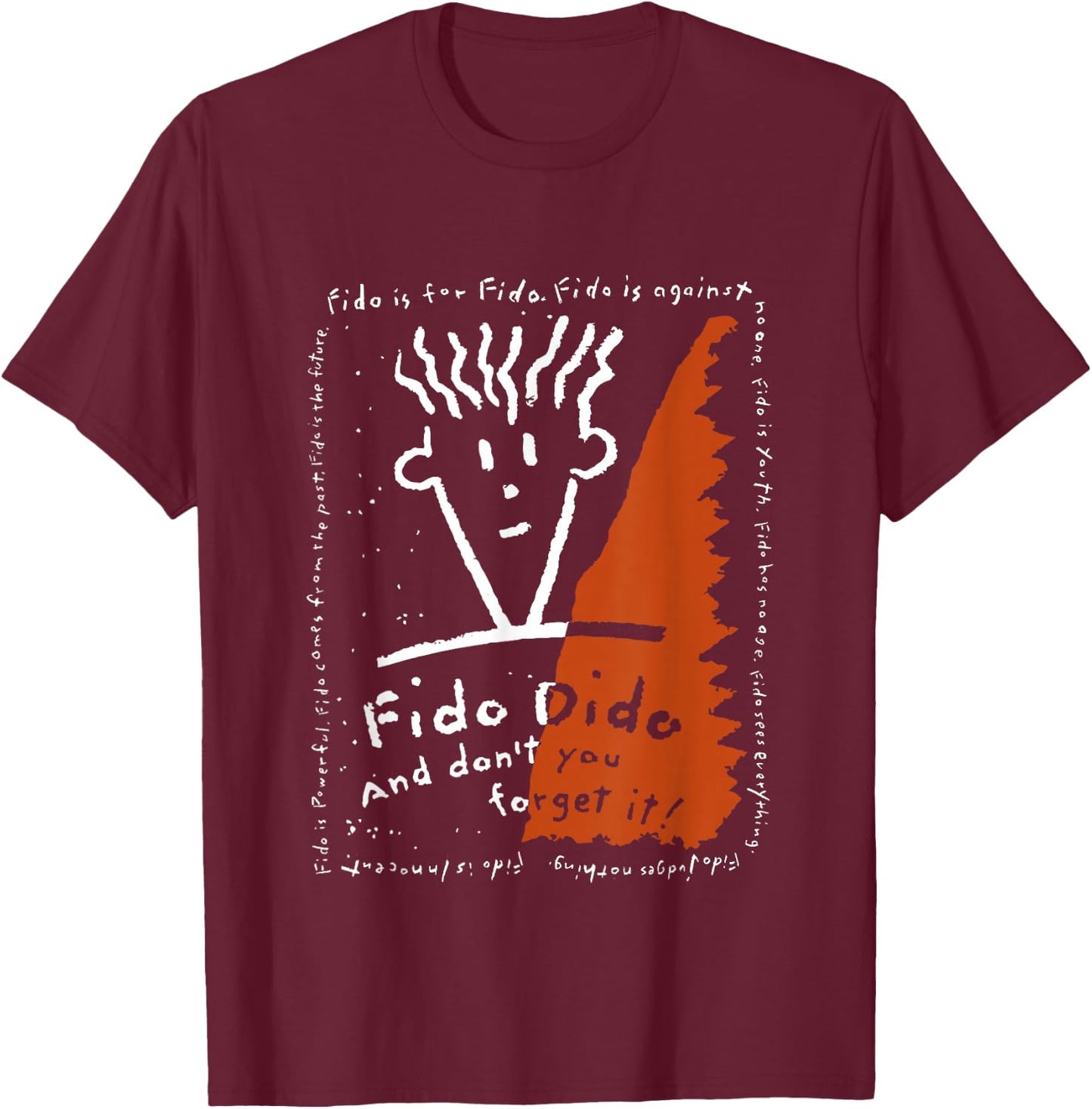 Fido Dido Textrahmen, Weiß / Orange T-Shirt - T-Shirt | Maroon