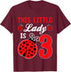 This Little Lady Is 3 Ladybug Lover 3rd Birthday Party Kids T-Shirt - T-Shirt | Maroon