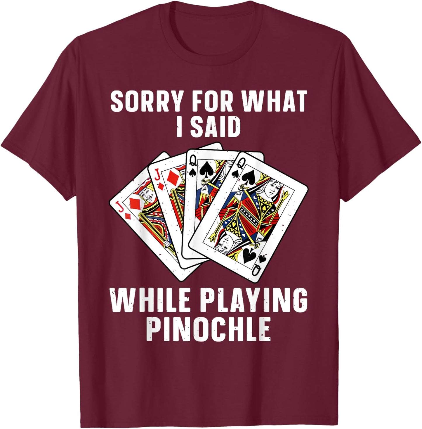Best Pinochle Art Women Kids Playing Cards Pinochle T-Shirt - T-Shirt | Maroon