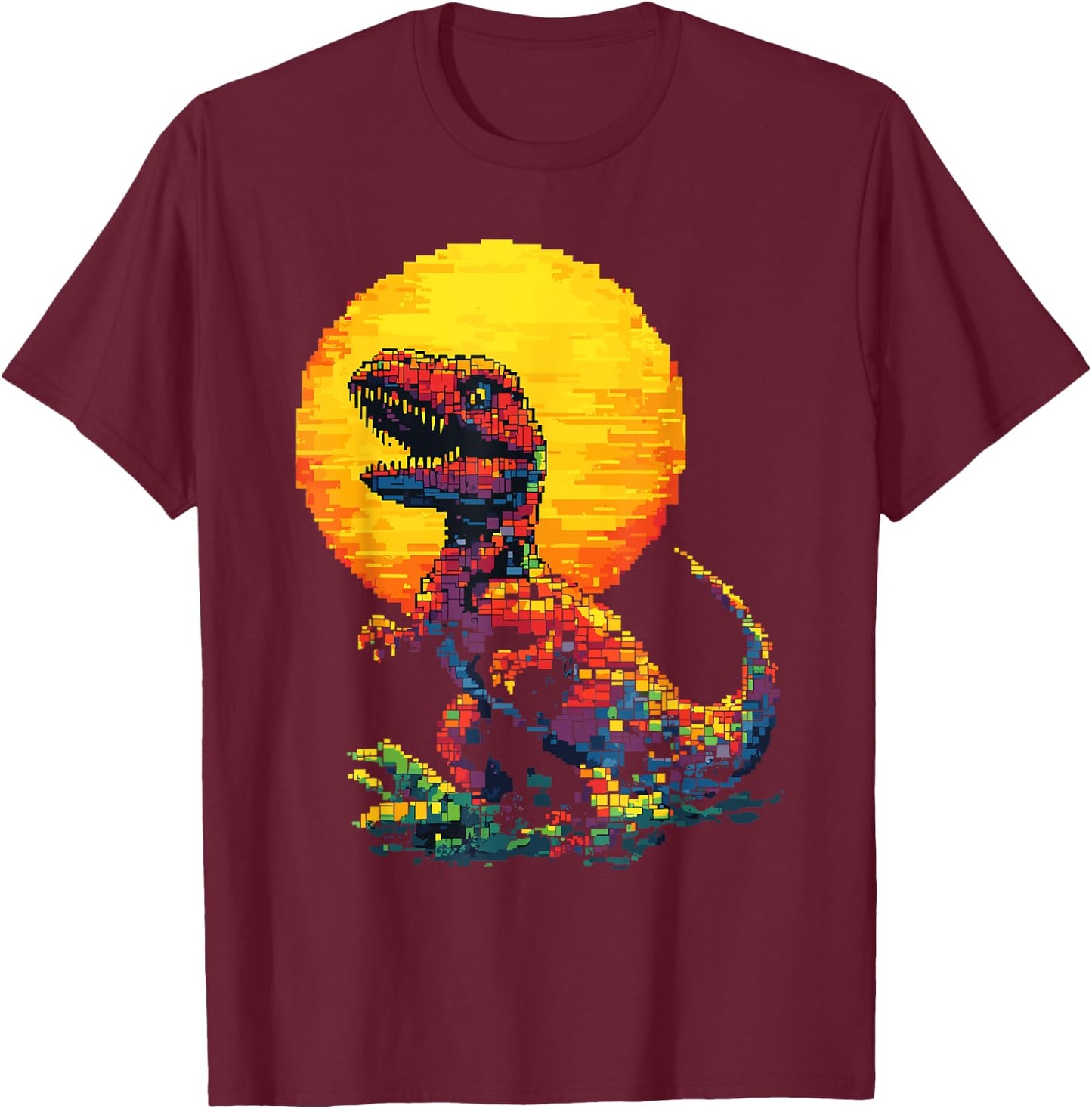 Building Bricks Dinosaur T-Rex Family Matching T-Shirt - T-Shirt | Maroon