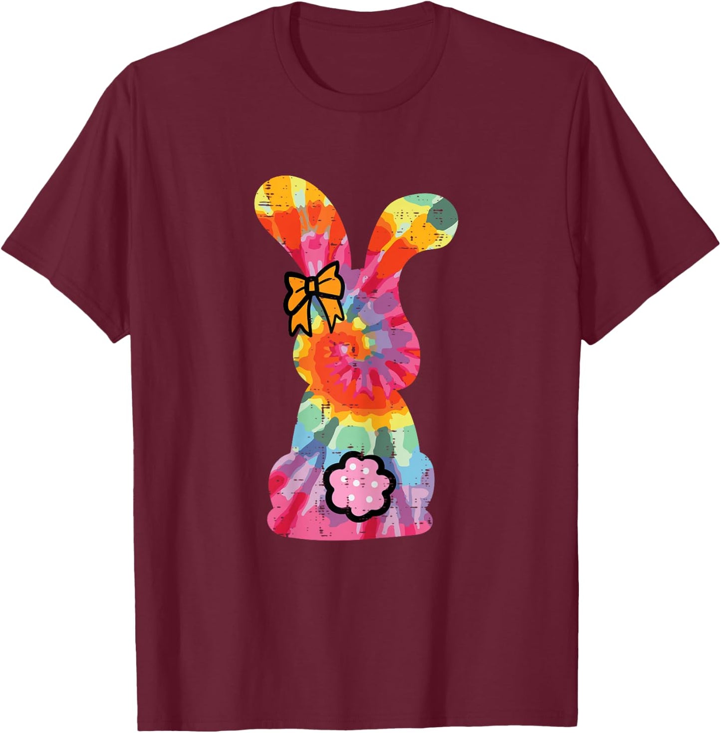 Easter Bunny Tie Dye Hippie Women Girls Kids Toddler Teens T-Shirt - T-Shirt | Maroon