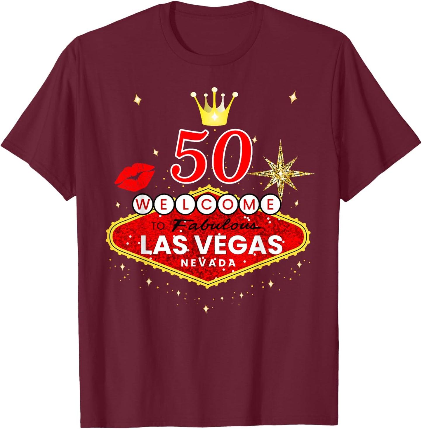 Las Vegas Girls Trip Shirts 2024, Vegas 50th Birthday Squad T-Shirt - T-Shirt | Maroon