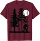 Disc Golf Bigfoot Hiding Wildlife Trees Nature Retro Forest T-Shirt - T-Shirt | Maroon