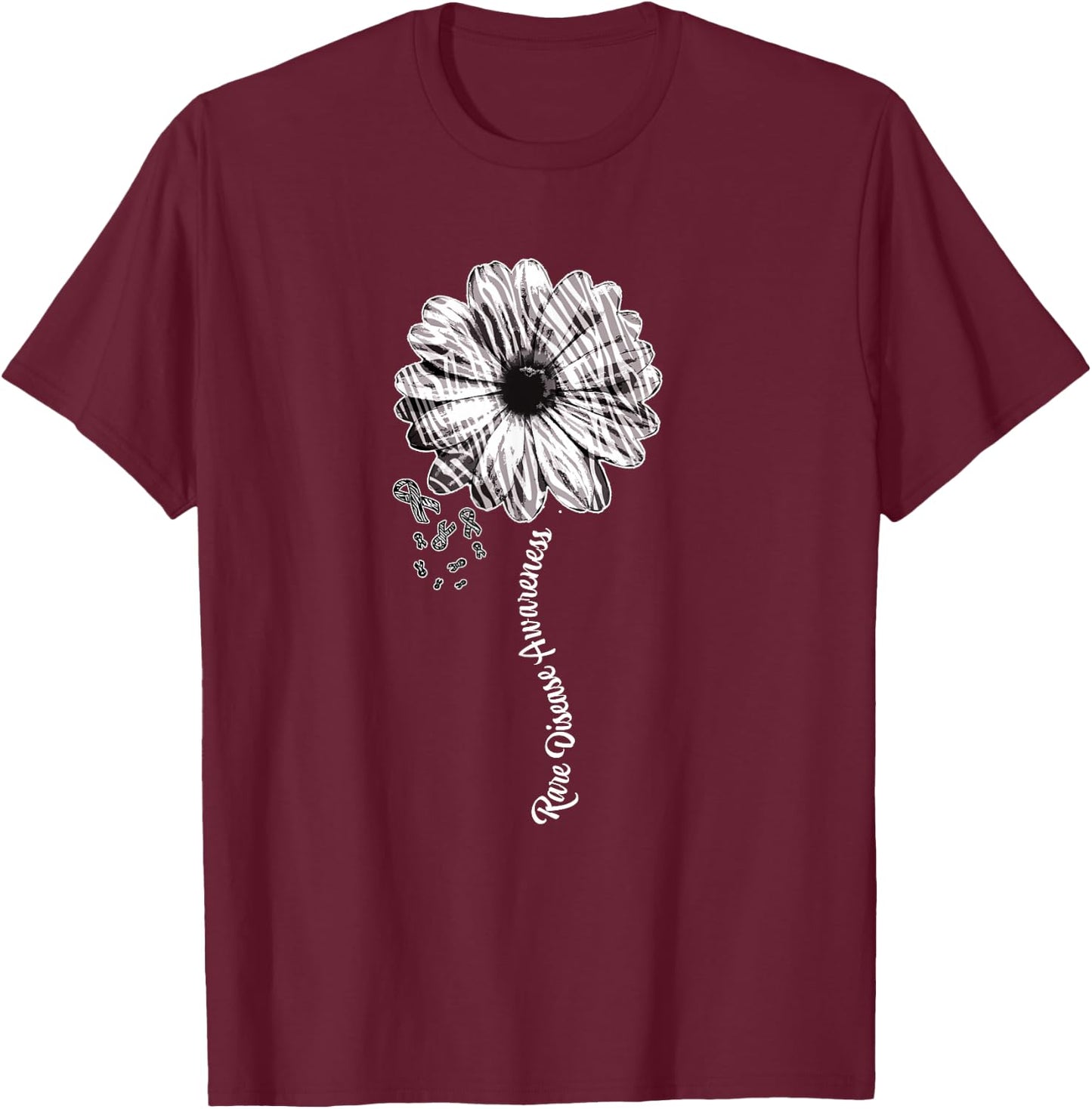 Rare Disease Awareness , Family Pretty Ribbon, Day T-Shirt - T-Shirt | Maroon
