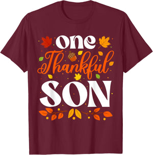 One Thankful Son Thanksgiving Family Autumn Fall Son T-Shirt - T-Shirt | Maroon