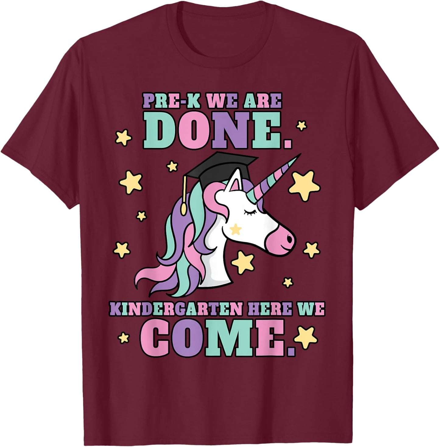 Girls Pre-K Graduation Magical Unicorn T-Shirt - T-Shirt | Maroon