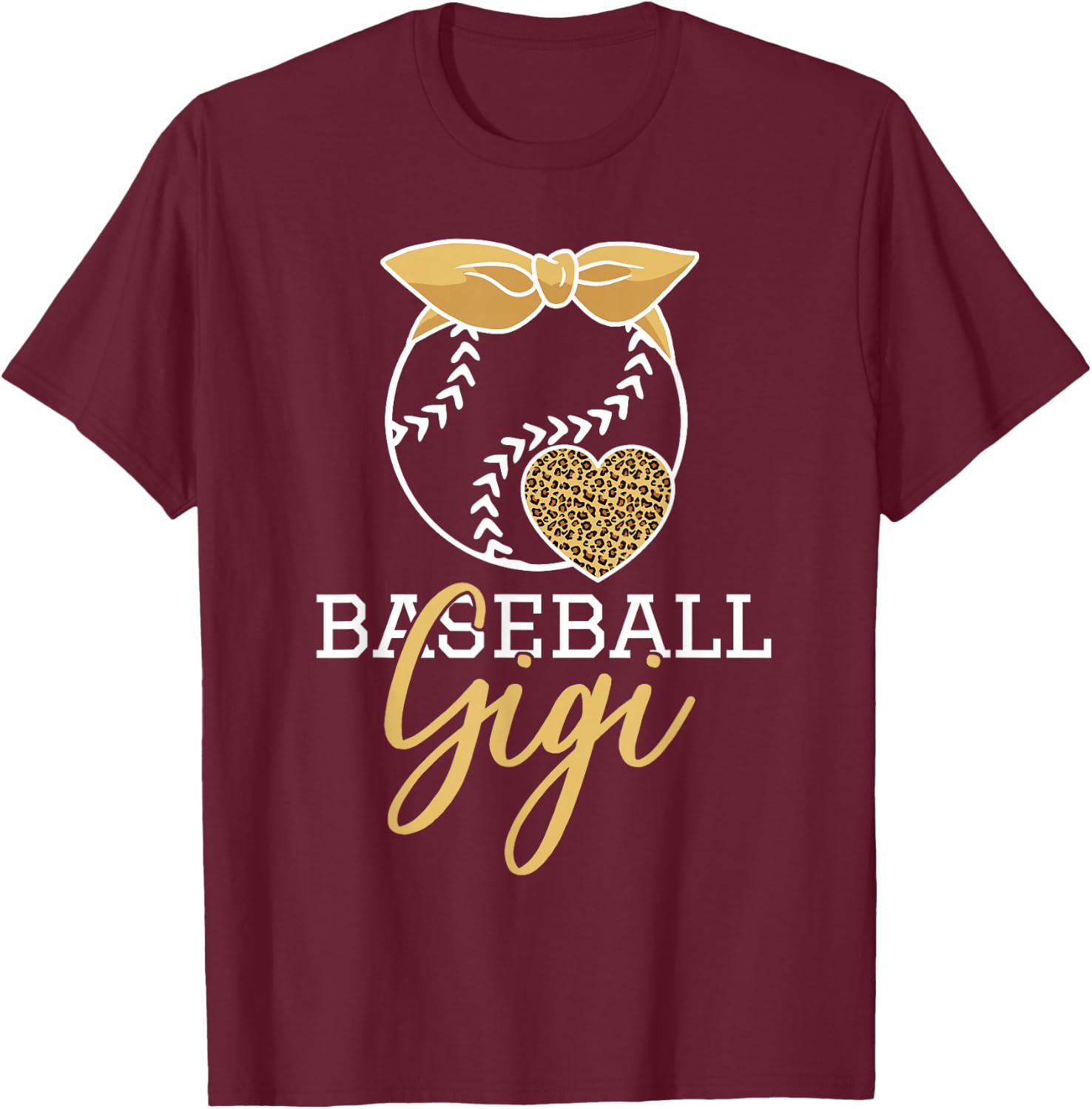 Baseball Gigi Leopard Women for Grandma T-Shirt - T-Shirt | Maroon