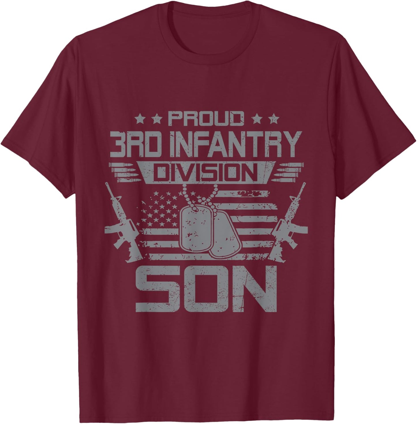 Proud 3rd Infantry Division Son US Veteran Family Matching T-Shirt - T-Shirt | Maroon