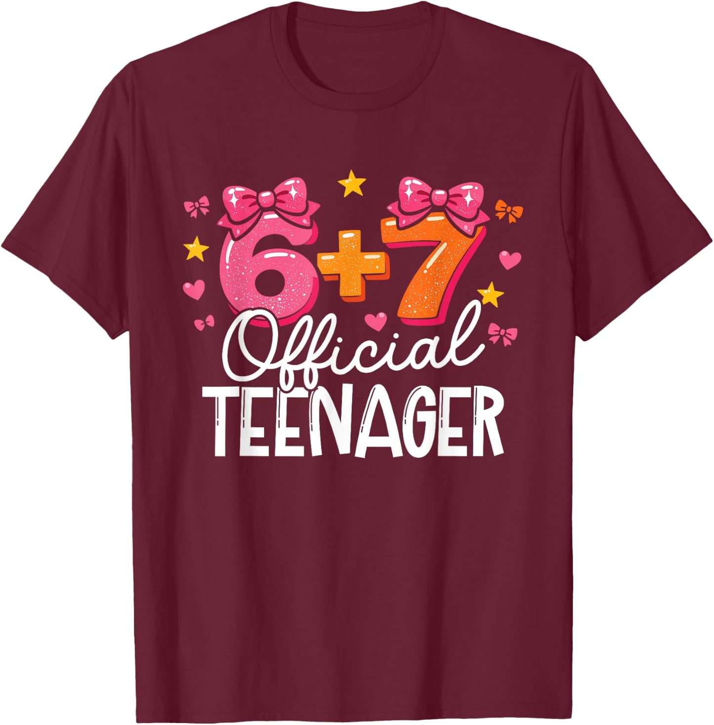 6+7 Official Teenager Dreizehnter Geburtstag Brainrot T-Shirt - T-Shirt | Maroon