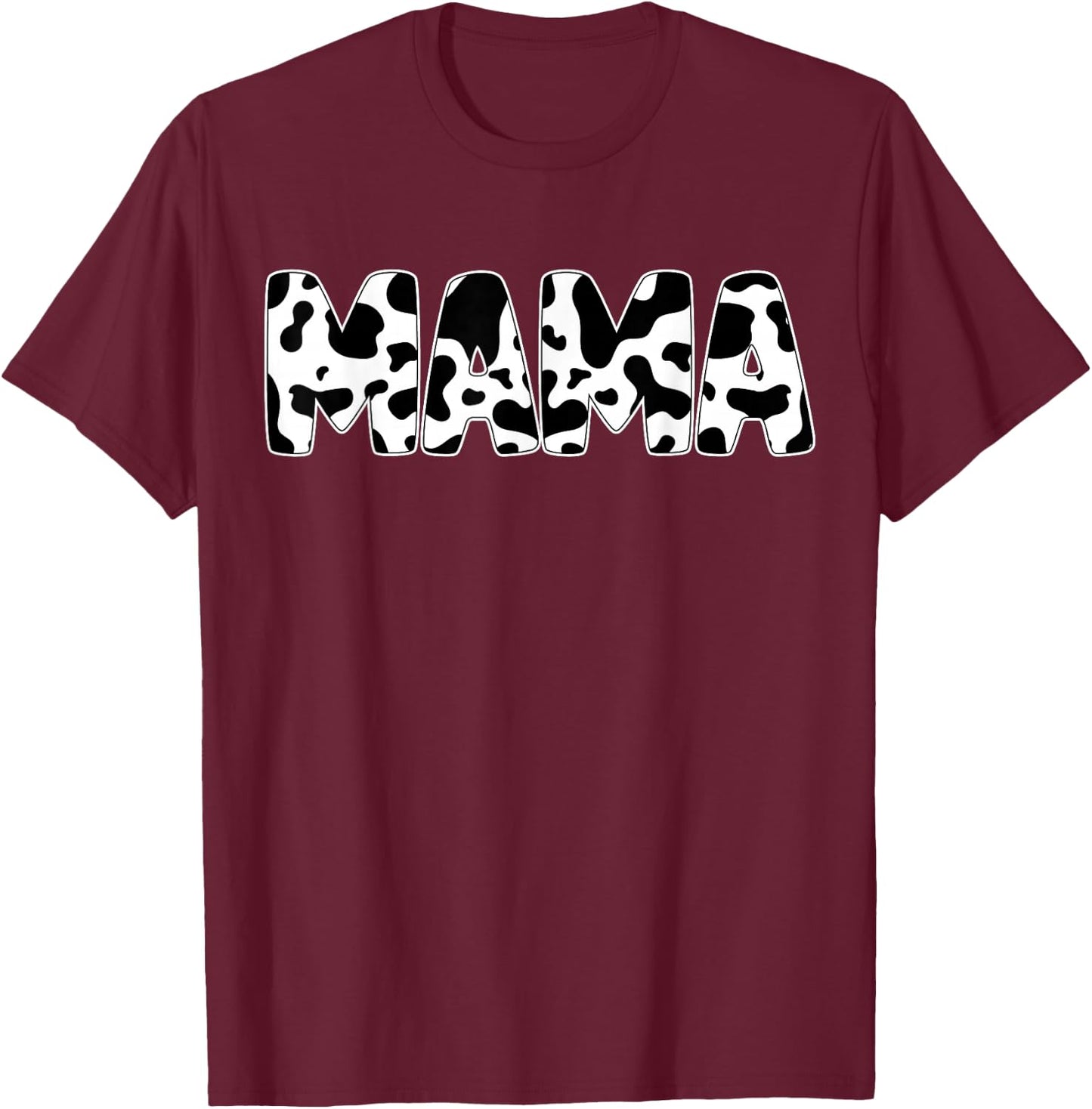 Mama Cow Print Cow Pattern Mother's Day T-Shirt - T-Shirt | Maroon
