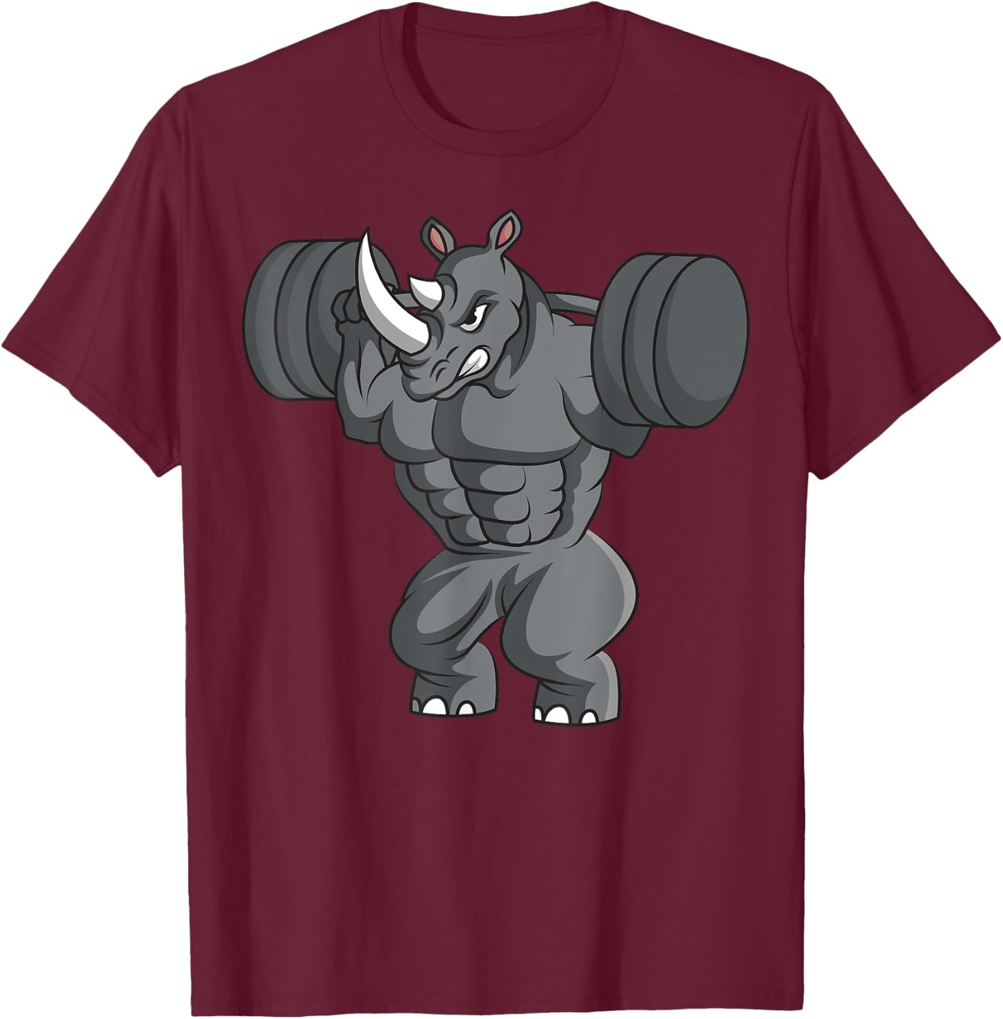 Rhino Weightlifter Rhinoceros Lover Wildlife Safari African T-Shirt - T-Shirt | Maroon