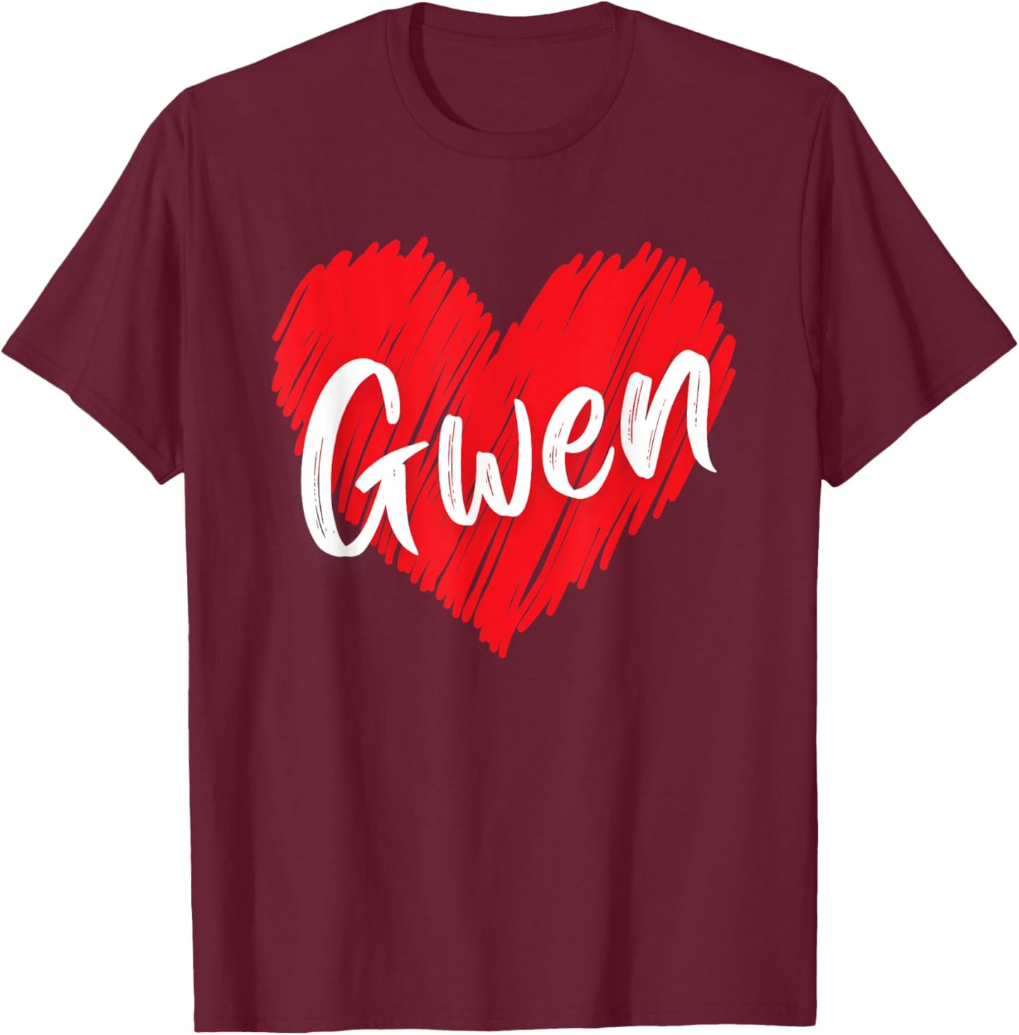 I Love Gwen Heart Personalized Name Gwen Vintage T-Shirt - T-Shirt | Maroon