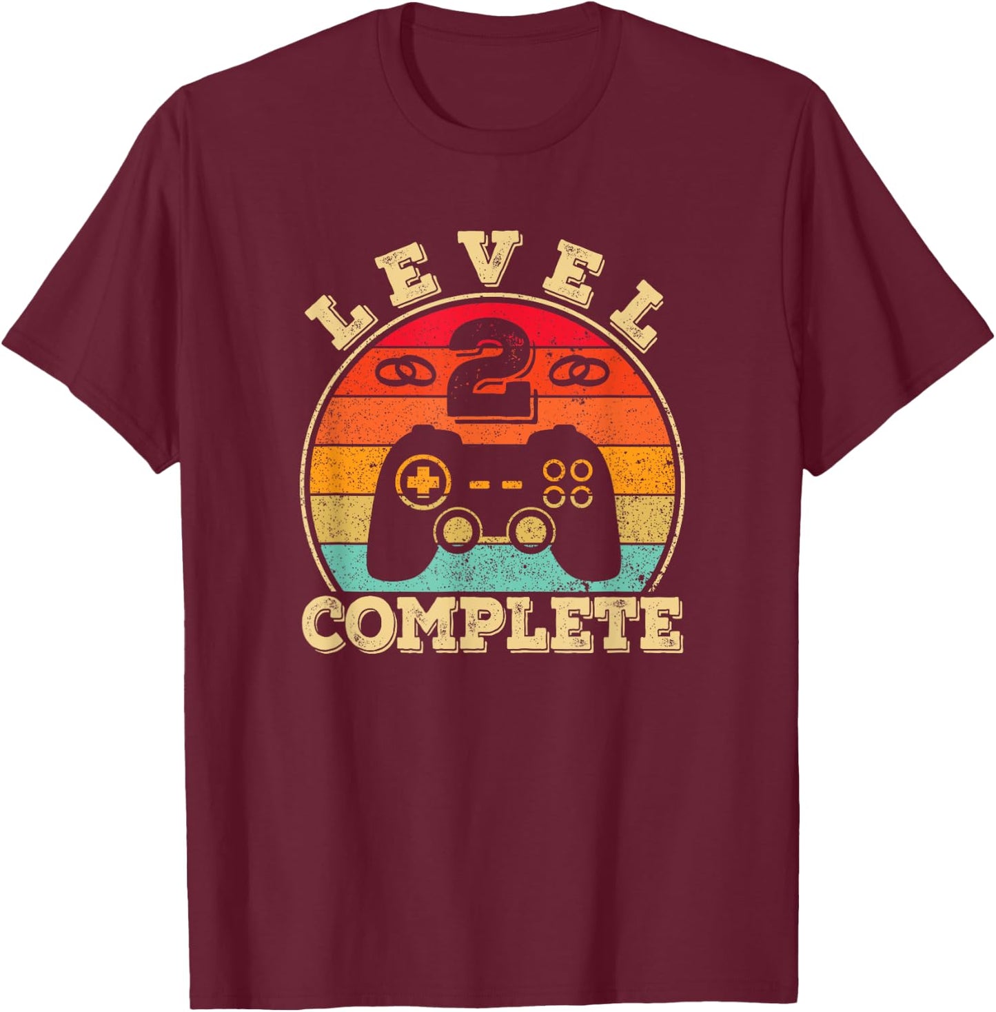 2nd Wedding Anniversary - 2 Years Married - Level 2 Complete T-Shirt - T-Shirt | Maroon