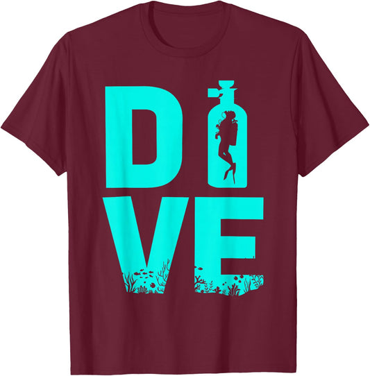 Art amusant sur le thème de la plongée sous-marine pour hommes et femmes T-Shirt - T-Shirt | Maroon