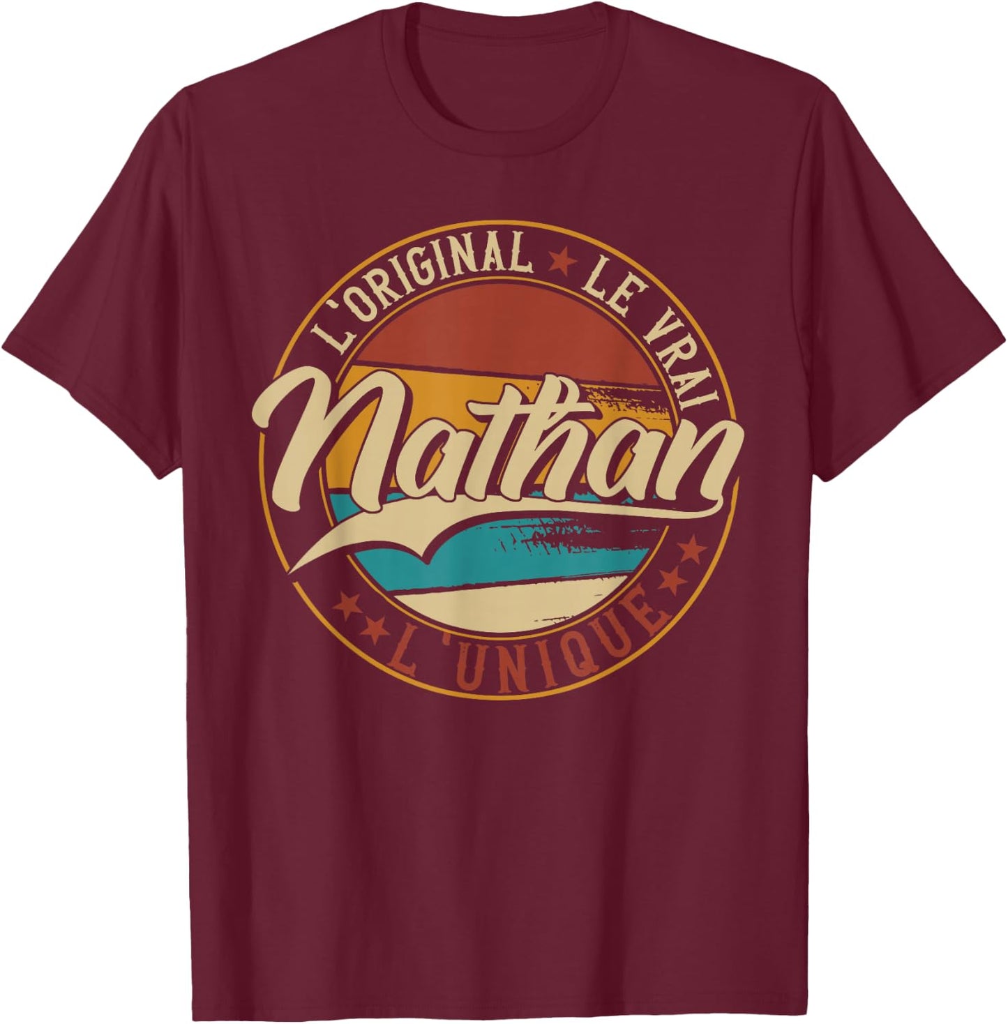 Nathan The Original The True The Unique Men & Boys , Black, S T-Shirt - T-Shirt | Maroon