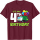 It's My 4th Birthday Garbage Truck 4th Birthday T-Shirt - T-Shirt | Maroon