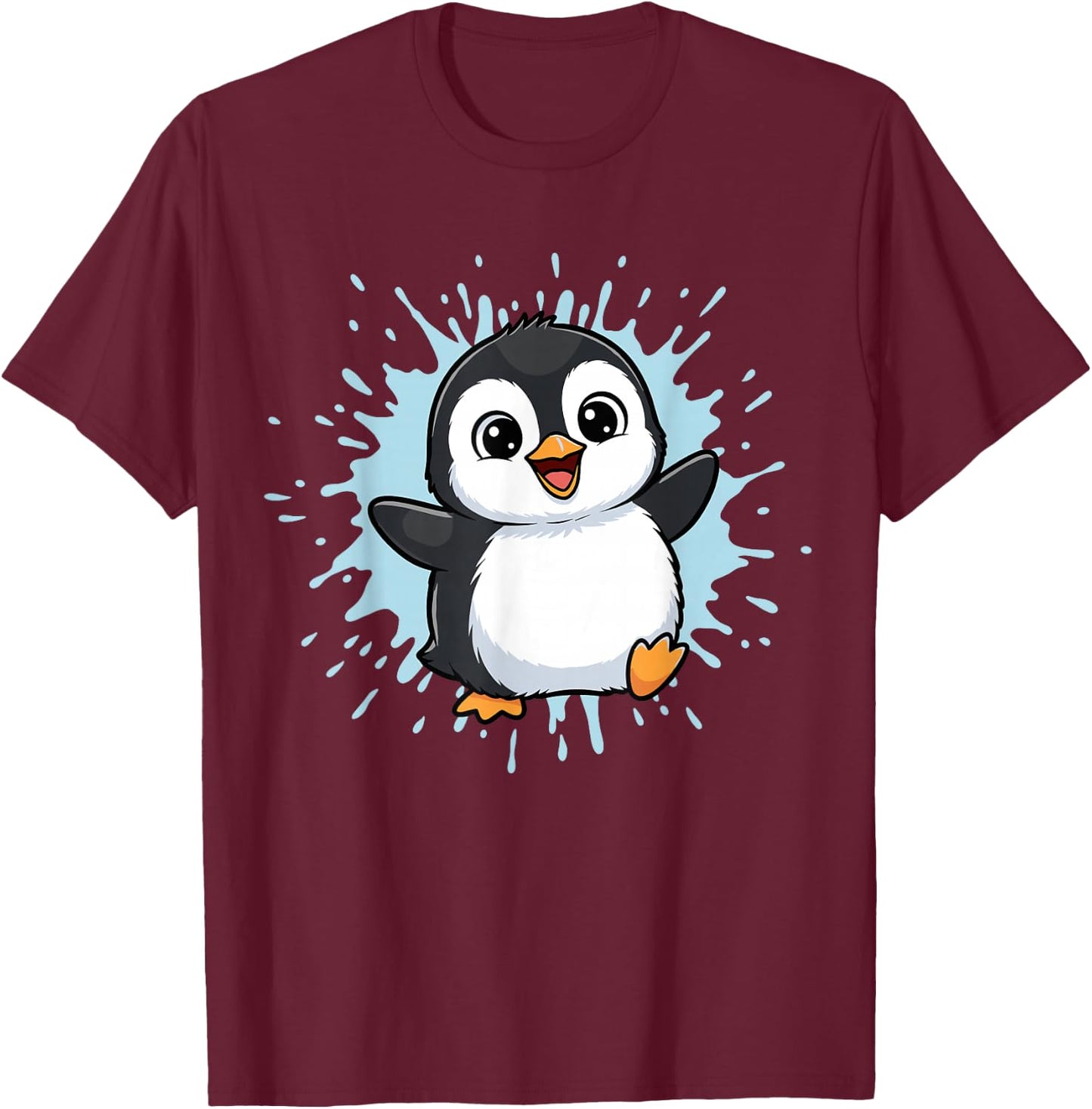 Happy Baby Penguin Splash Cute Arctic Friend T-Shirt - T-Shirt | Maroon