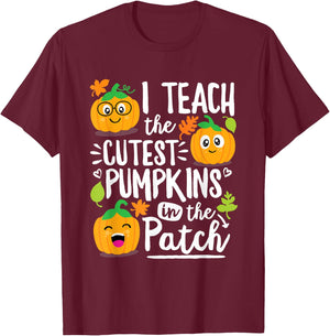 I Teach the Cutest Pumpkins in The Patch Teacher Gift T-Shirt - T-Shirt | Maroon
