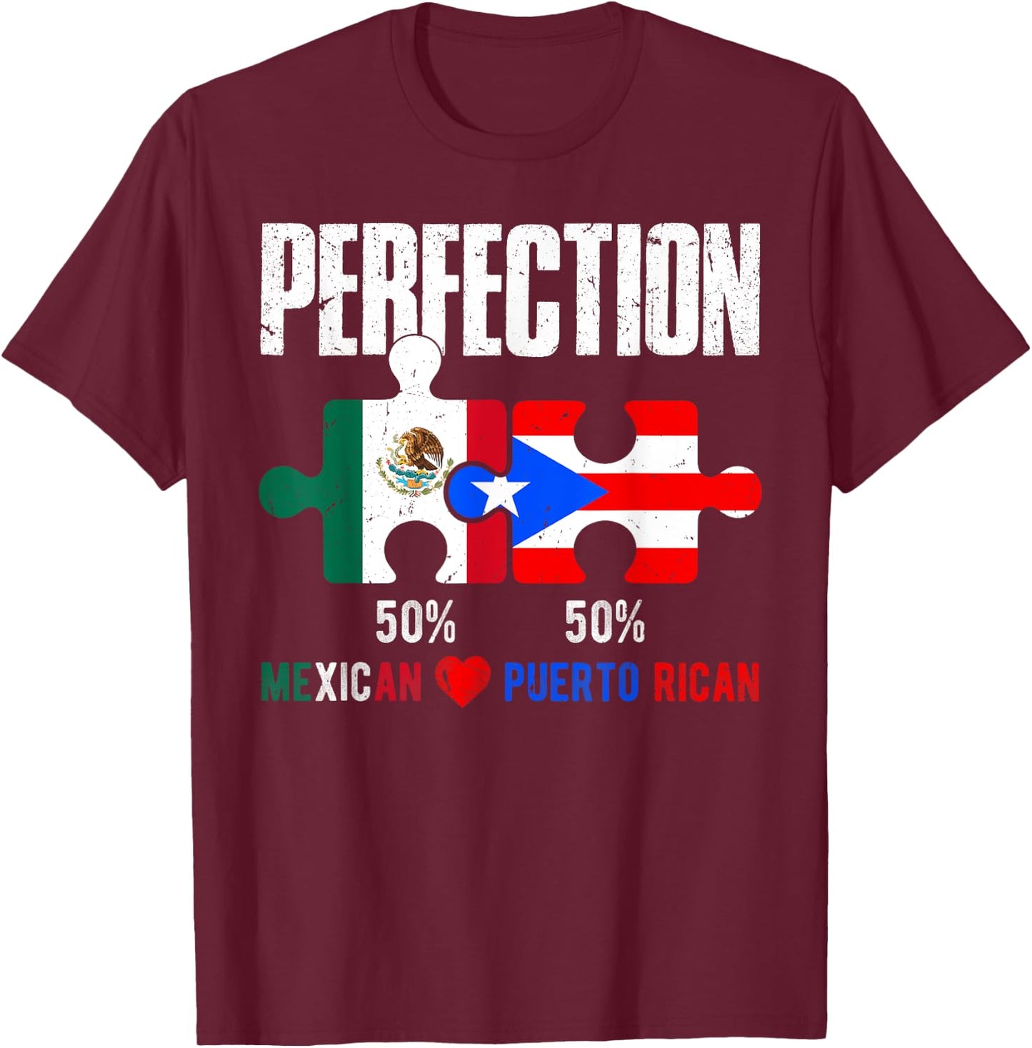 Mexirican Half Puerto Rican Half Mexican Hispanic Heritage T-Shirt - T-Shirt | Maroon