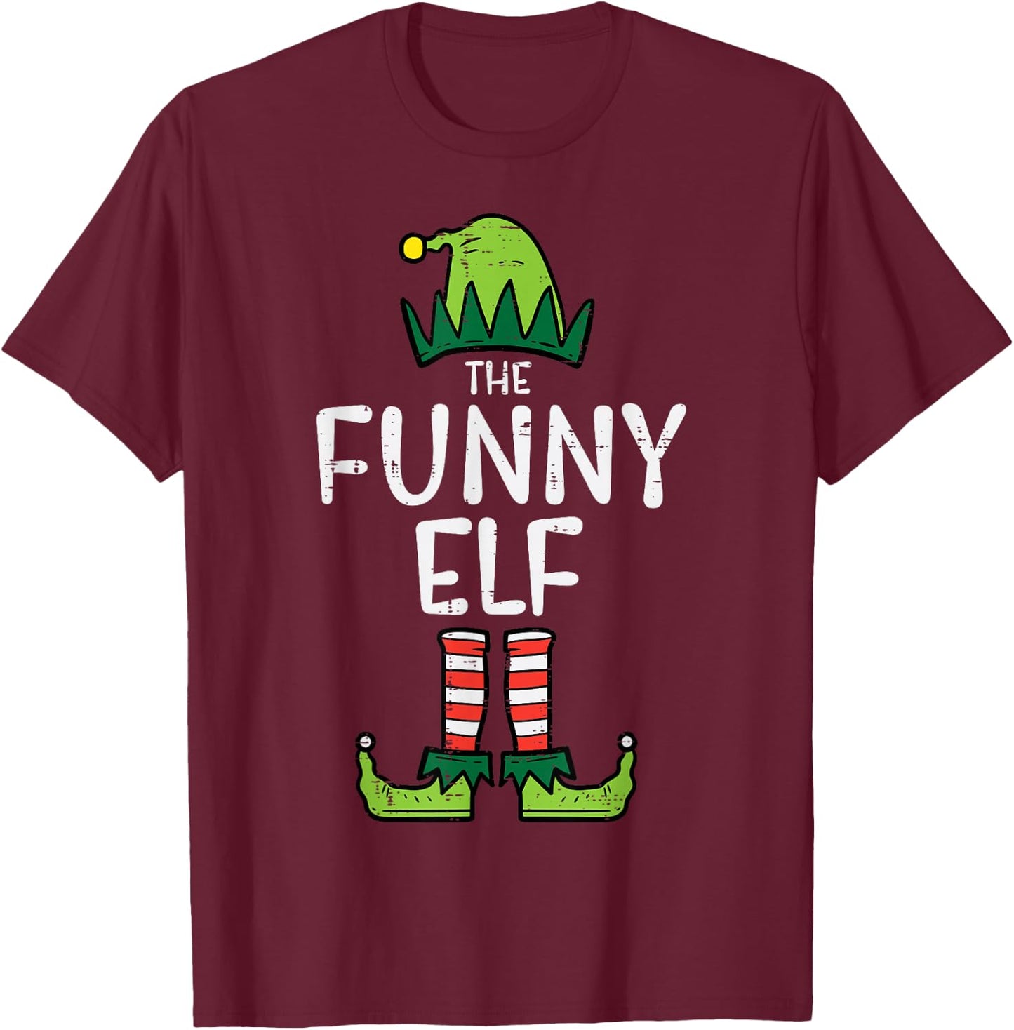 Funny Elf Matching Christmas Family Uncle Grandpa T-Shirt - T-Shirt | Maroon