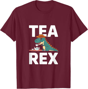 Tea-Rex - Cute Dinosaur Tea Pun T-Shirt - T-Shirt | Maroon