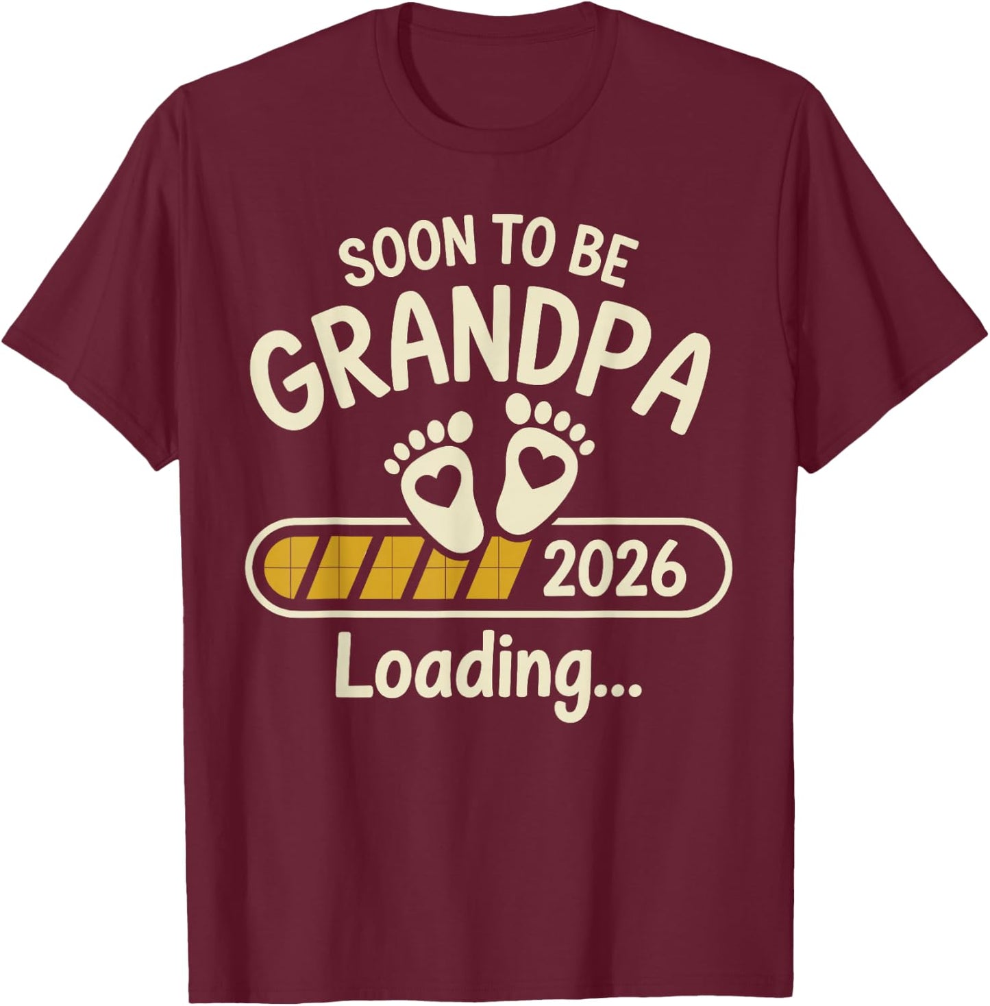 Promoted to Grandpa 2026 Grandparents Baby Announcement T-Shirt - T-Shirt | Maroon