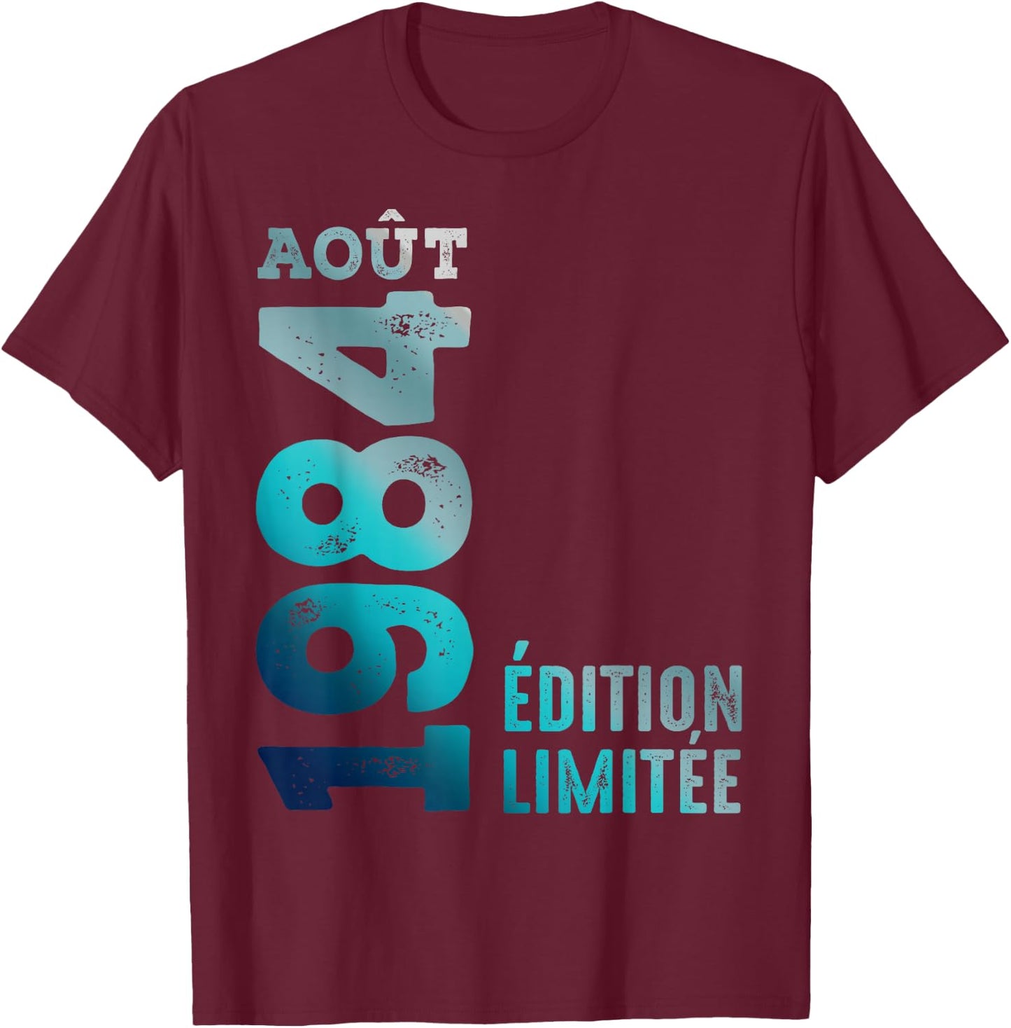 August 1984 Retro Year 1984 Vintage 1984 Limited Edition , Black, S T-Shirt - T-Shirt | Maroon