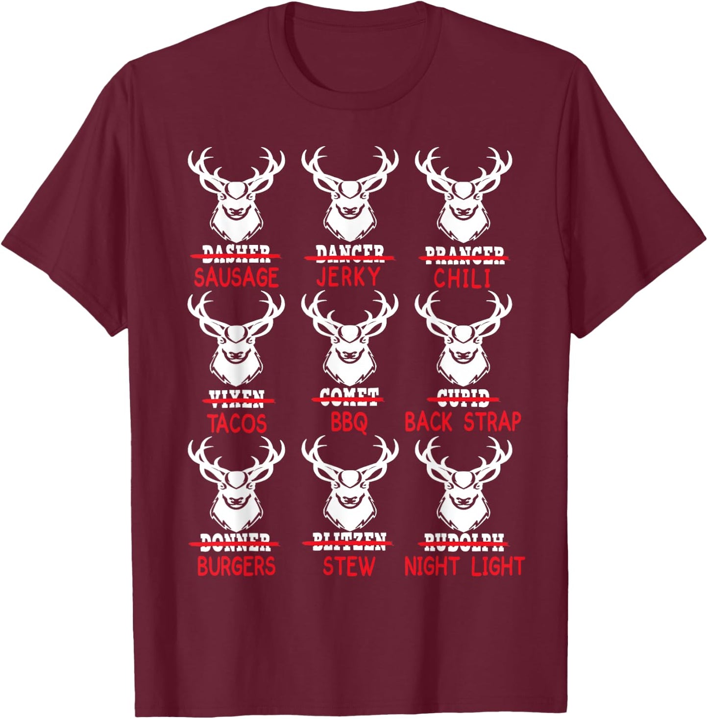 Funny Christmas Deer Bow Hunting Santa Men Women Hunter Gift T-Shirt - T-Shirt | Maroon