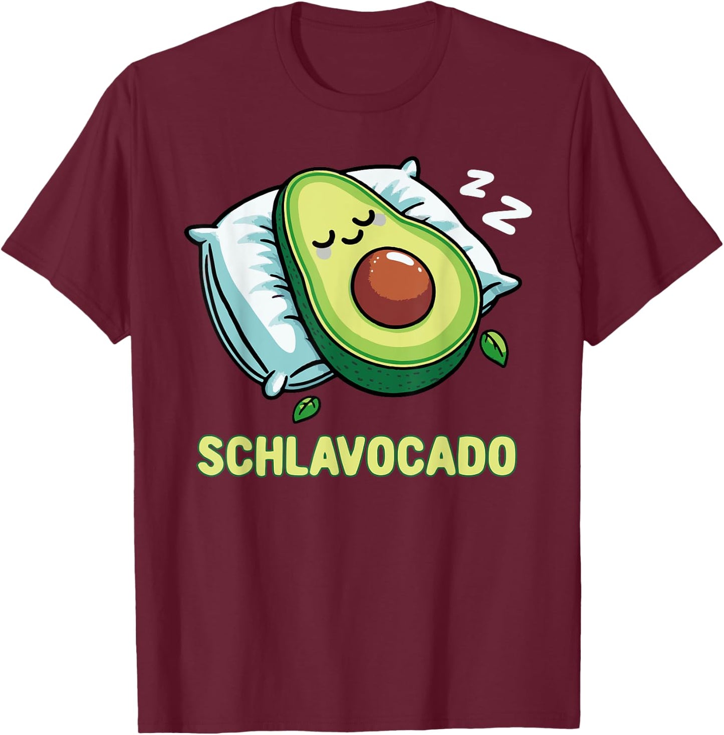 Schlavocado Pyjama Nachthemd Schlafanzug Schlaf Avocado T-Shirt - T-Shirt | Maroon