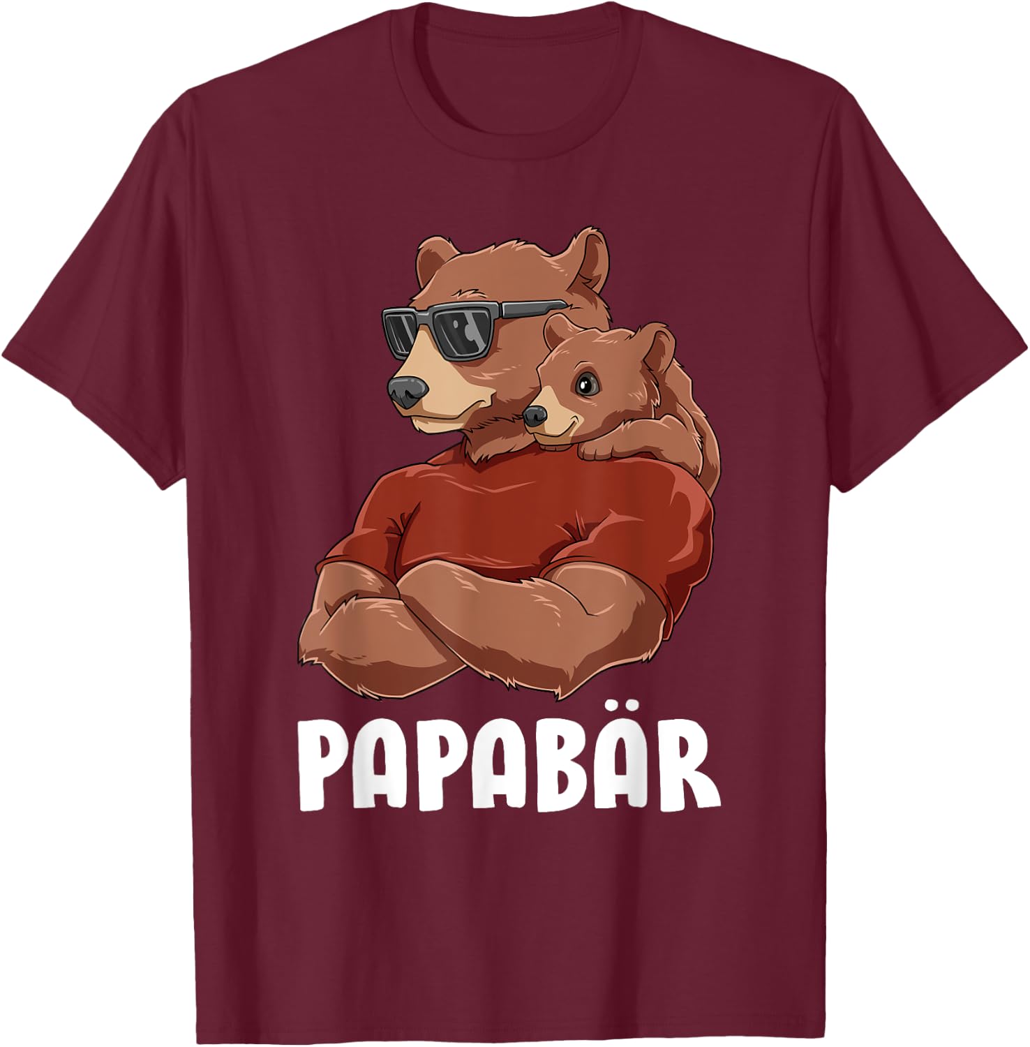 Dad Bear Father Daughter Son Dad Partner Look Father's Day T-Shirt - T-Shirt | Maroon
