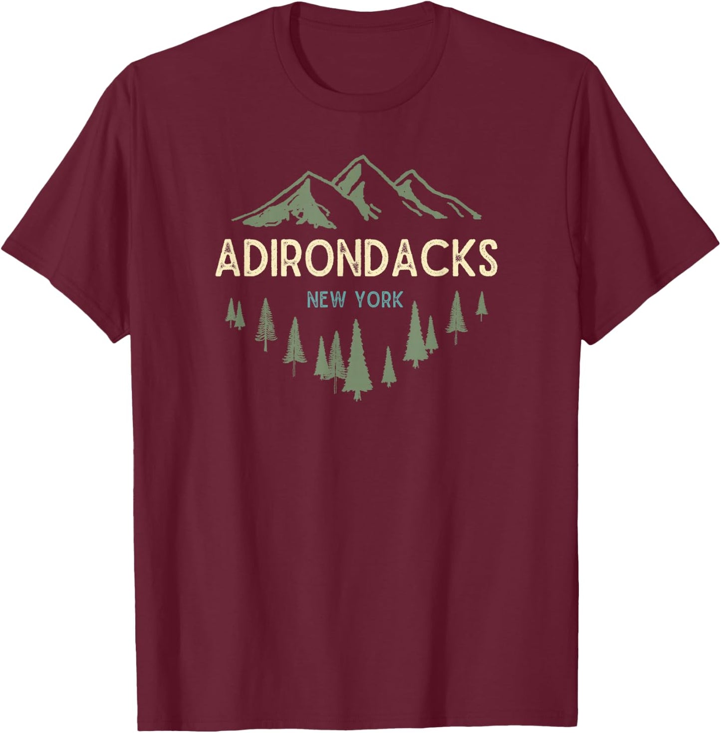 Adirondack Mountains Shirts & Gifts Adirondacks New York Vintage Retro T-Shirt - T-Shirt | Maroon
