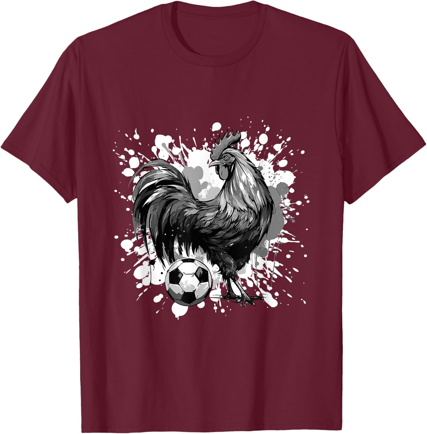 Rooster Playing Soccer Animal T-Shirt - T-Shirt | Maroon