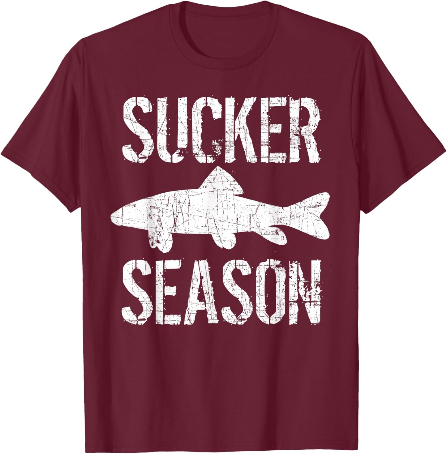 Musky Fishing Sucker Season Muskie T-Shirt - T-Shirt | Maroon