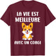 Humor dog Corgi Life is better with a Corgi , Black, S T-Shirt - T-Shirt | Maroon