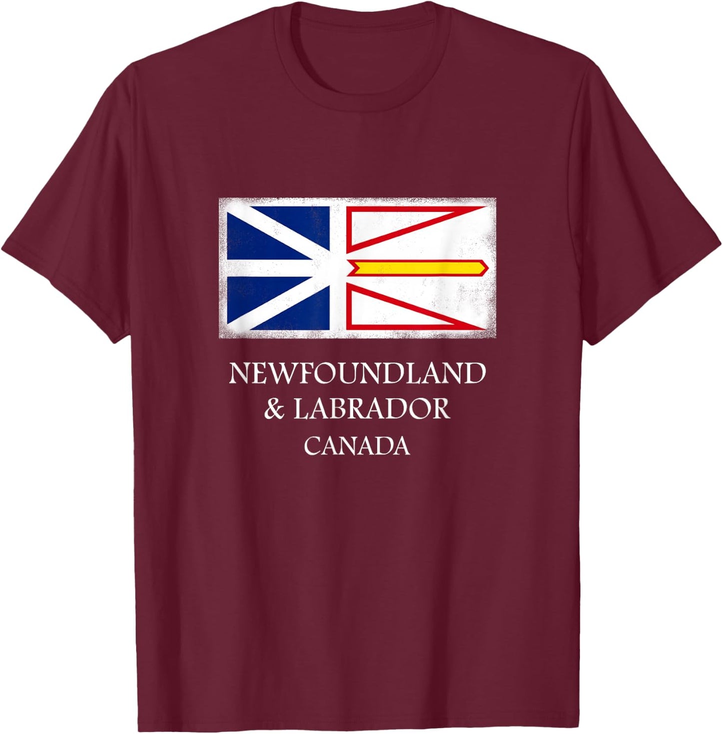 Newfoundland and Labrador T Shirt Canada Province Flag T-Shirt - T-Shirt | Maroon