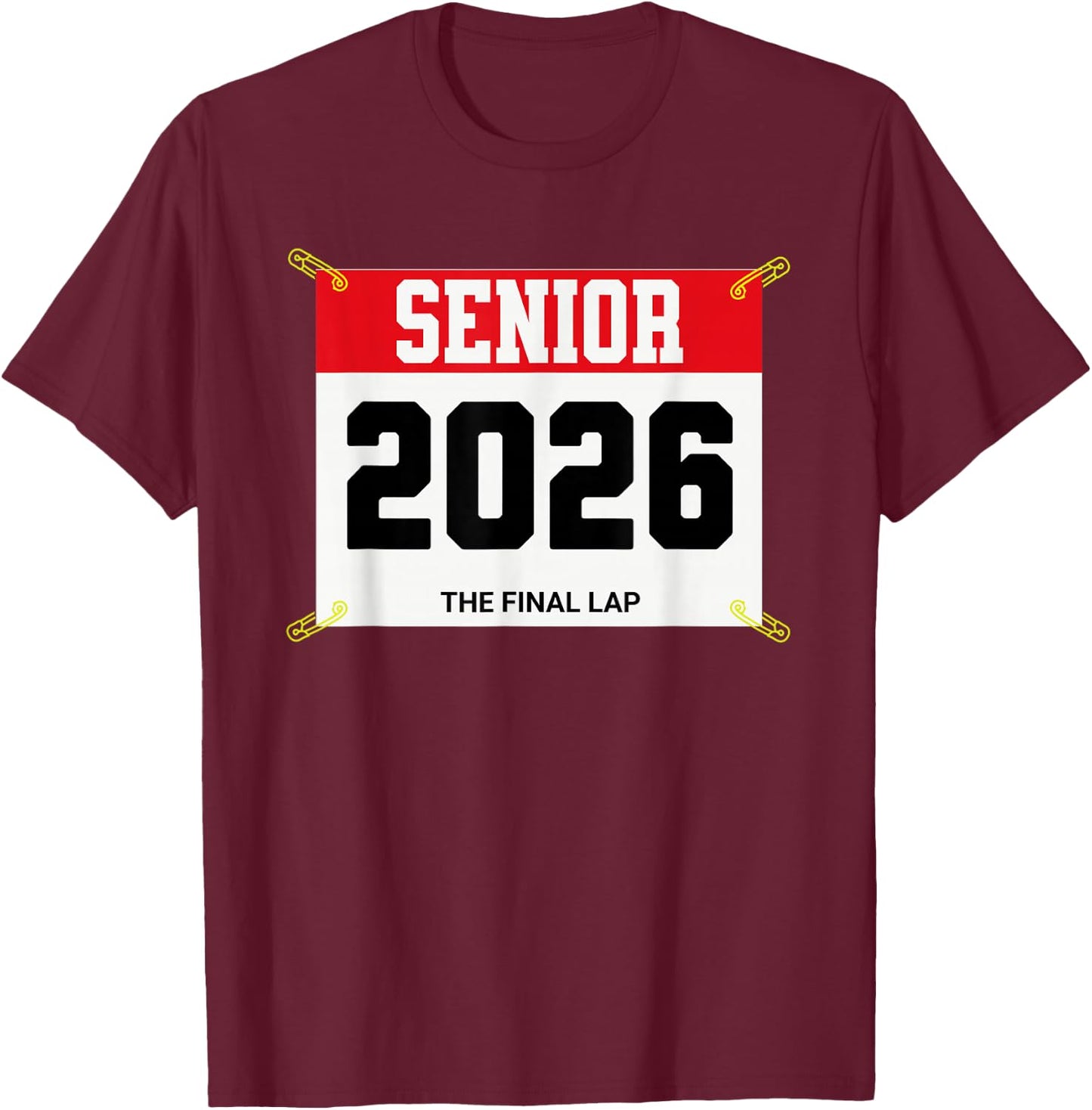 Track and Field Senior 2026 Race Bib The Final Lap T-Shirt - T-Shirt | Maroon