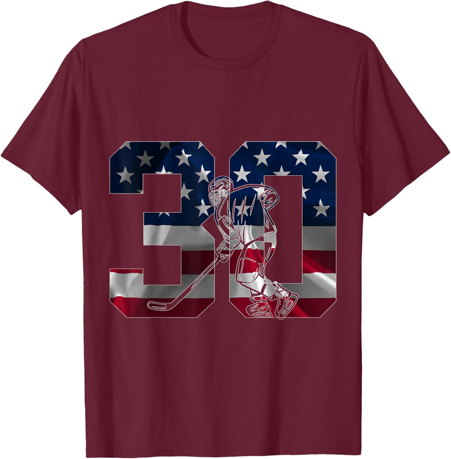 Numéro 30 Ans Hockey 30. Anniversaire T-Shirt - T-Shirt | Maroon