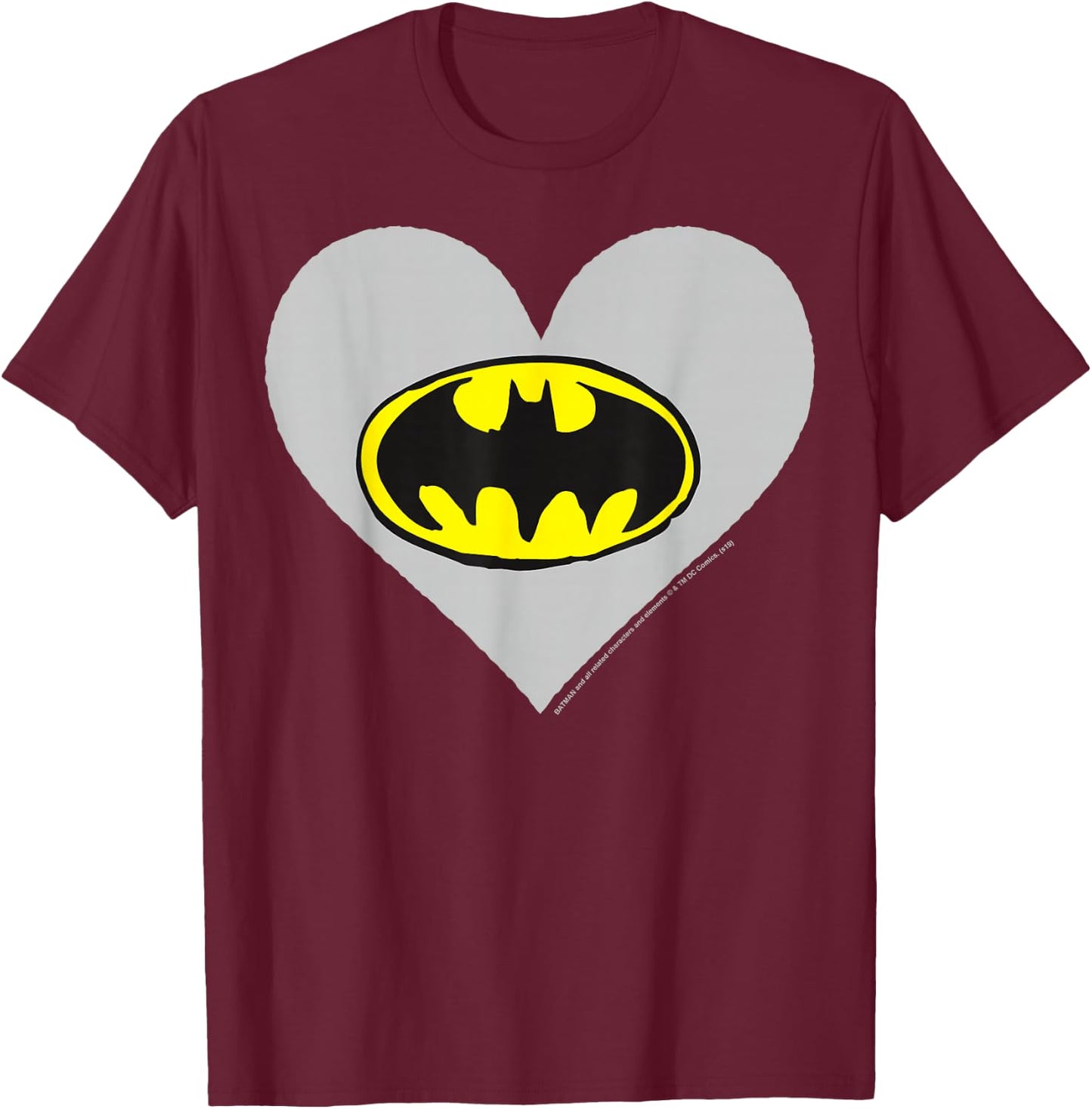 DC Comics Valentine's Day Batman Heart Logo T-Shirt - T-Shirt | Maroon