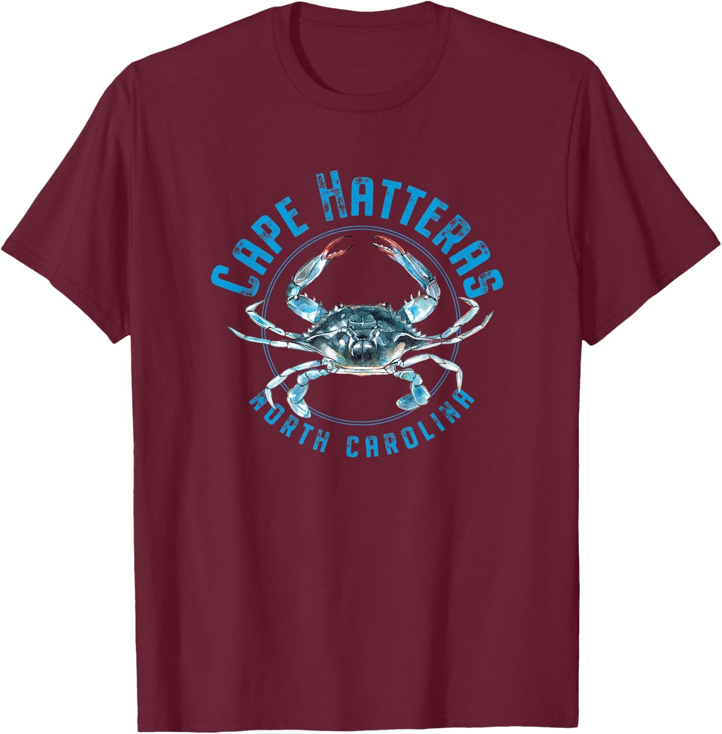 Cape Hatteras North Carolina Blue Crab Design T-Shirt - T-Shirt | Maroon