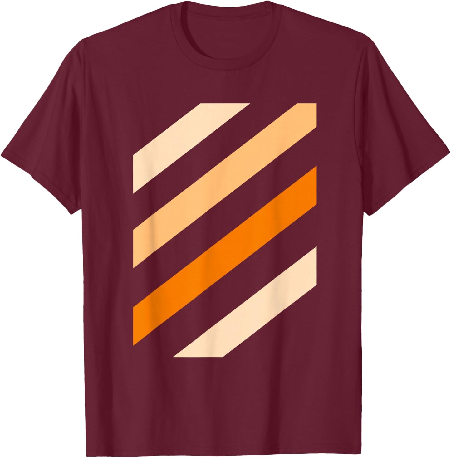 Orange Stripe Shades Orange Color Graphic T-Shirt - T-Shirt | Maroon