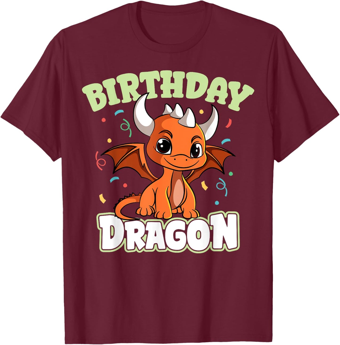 Dragon Birthday Party Kid Magical Bday Matching Theme T-Shirt - T-Shirt | Maroon