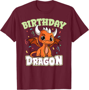 Dragon Birthday Party Kid Magical Bday Matching Theme T-Shirt - T-Shirt | Maroon