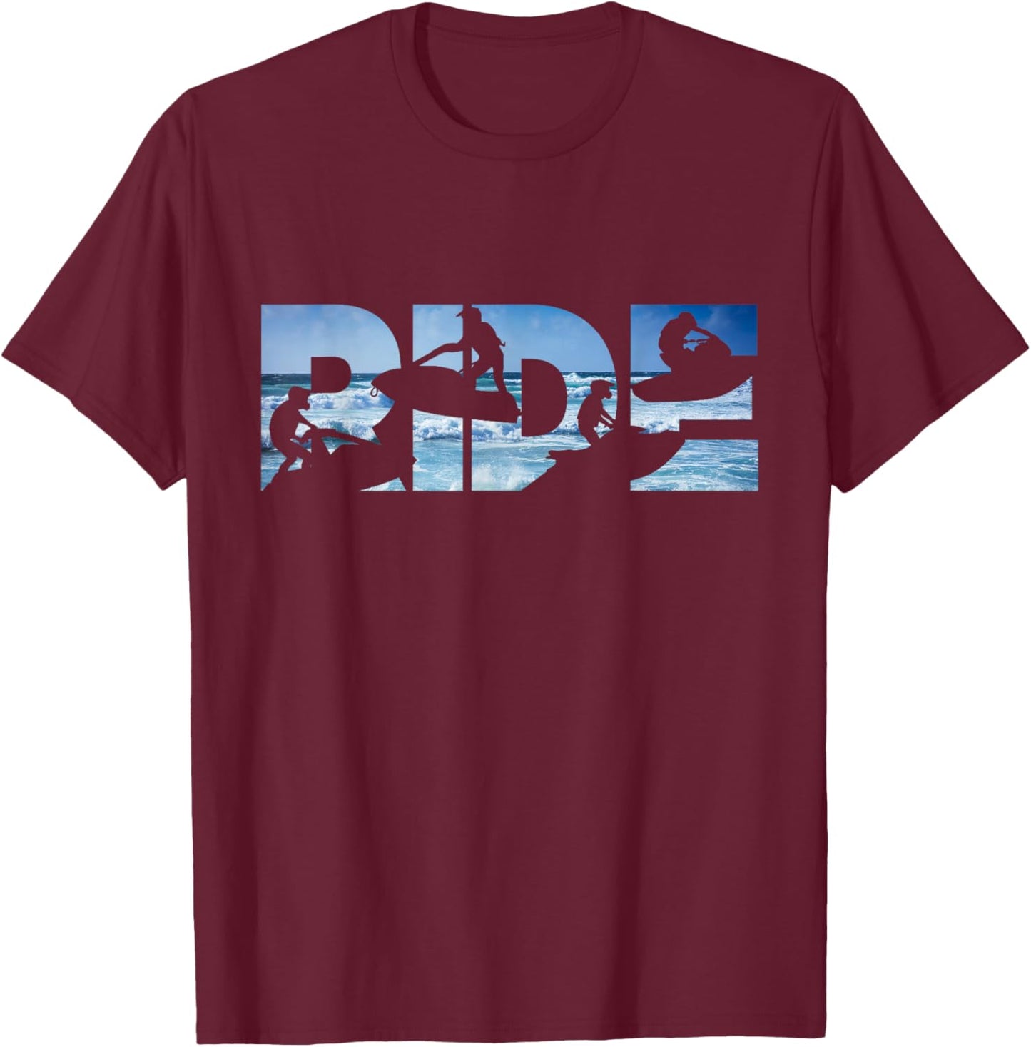 Jet Ski Ride On Shirt Funny Jet Ski Racing Rider Water Skier T-Shirt - T-Shirt | Maroon